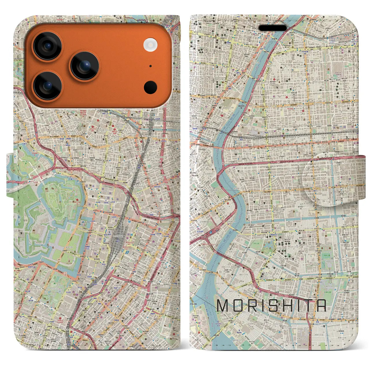 【森下(東京都)】地図柄iPhoneケース(手帳タイプ)