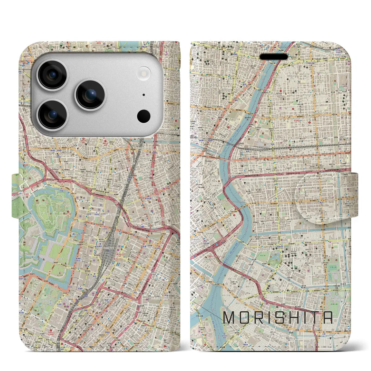【森下(東京都)】地図柄iPhoneケース(手帳タイプ)