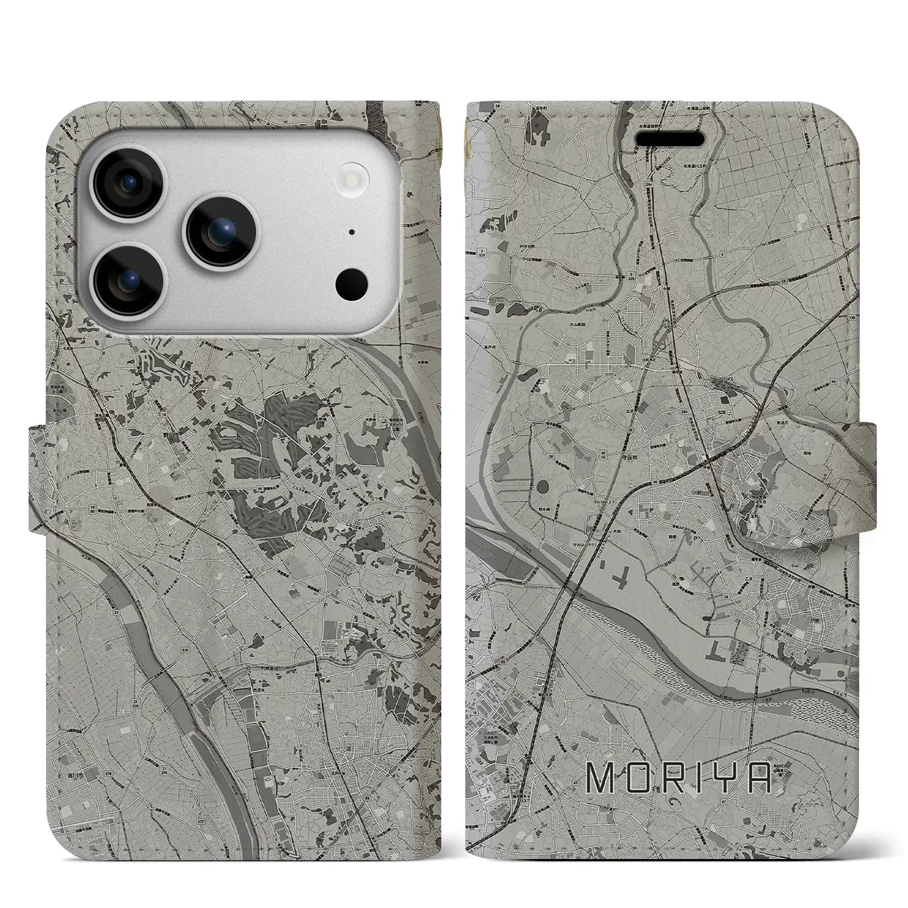 【守谷(茨城県)】地図柄iPhoneケース(手帳タイプ)