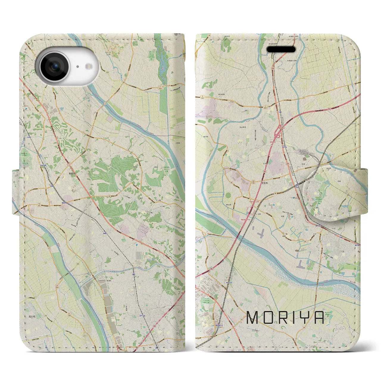 【守谷(茨城県)】地図柄iPhoneケース(手帳タイプ)