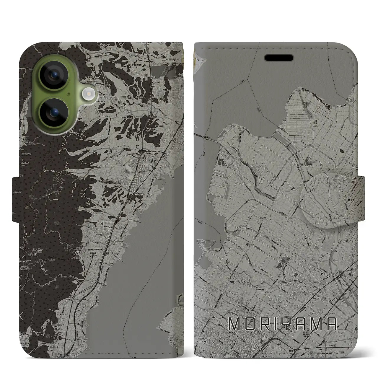 【守山(滋賀県)】地図柄iPhoneケース(手帳タイプ)