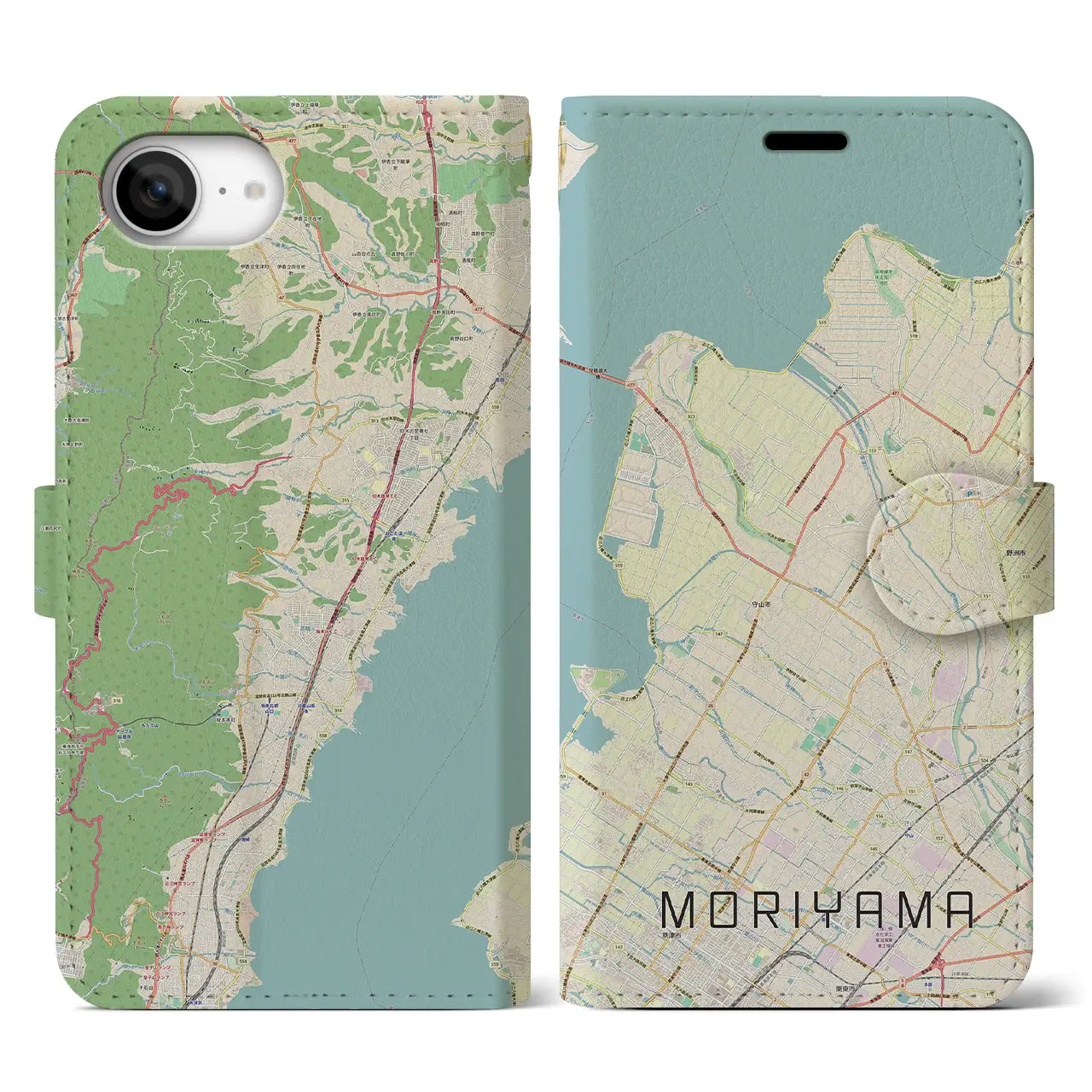【守山(滋賀県)】地図柄iPhoneケース(手帳タイプ)