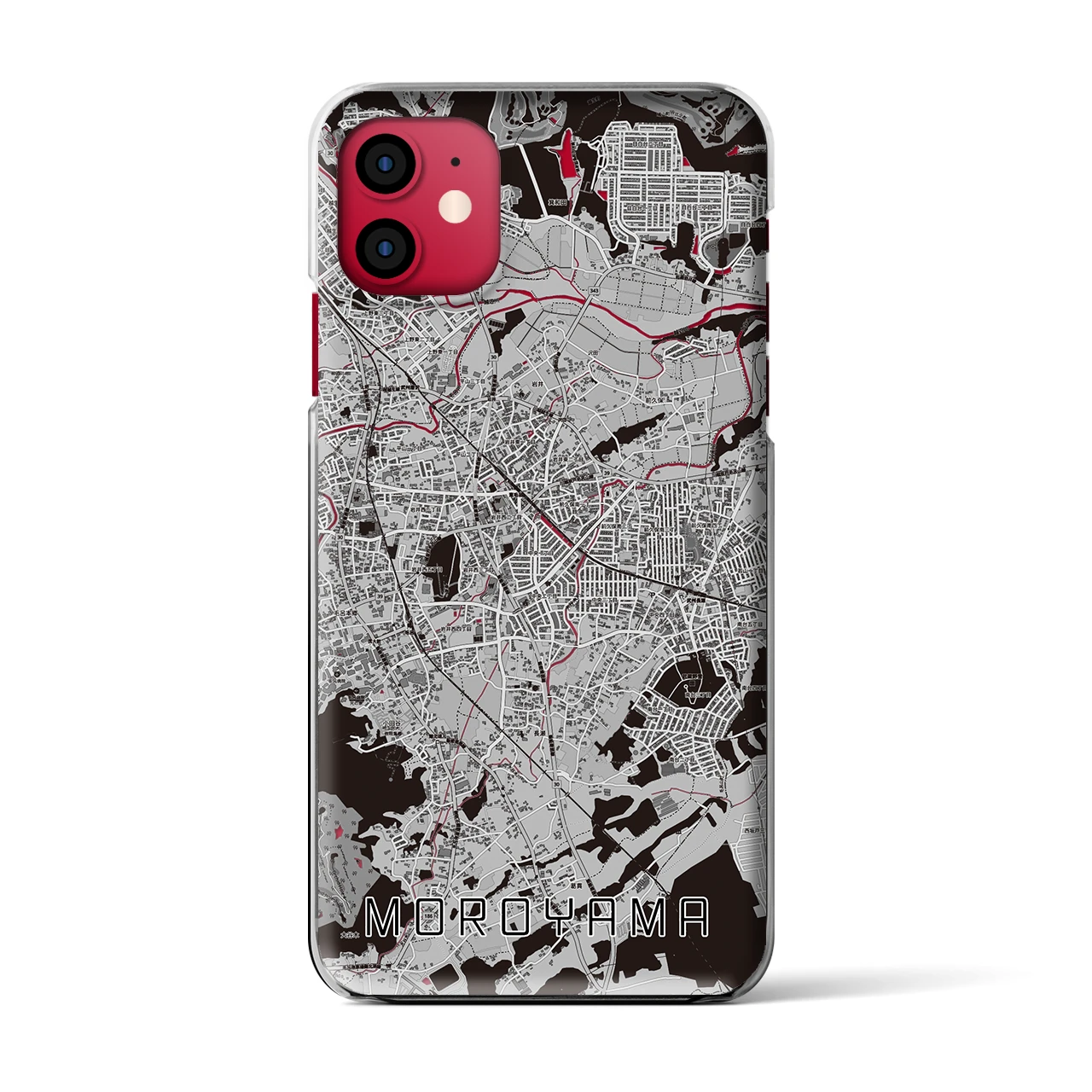 【毛呂山(埼玉県)】地図柄iPhoneケース(クリアタイプ)モノトーン・iPhone 11 用