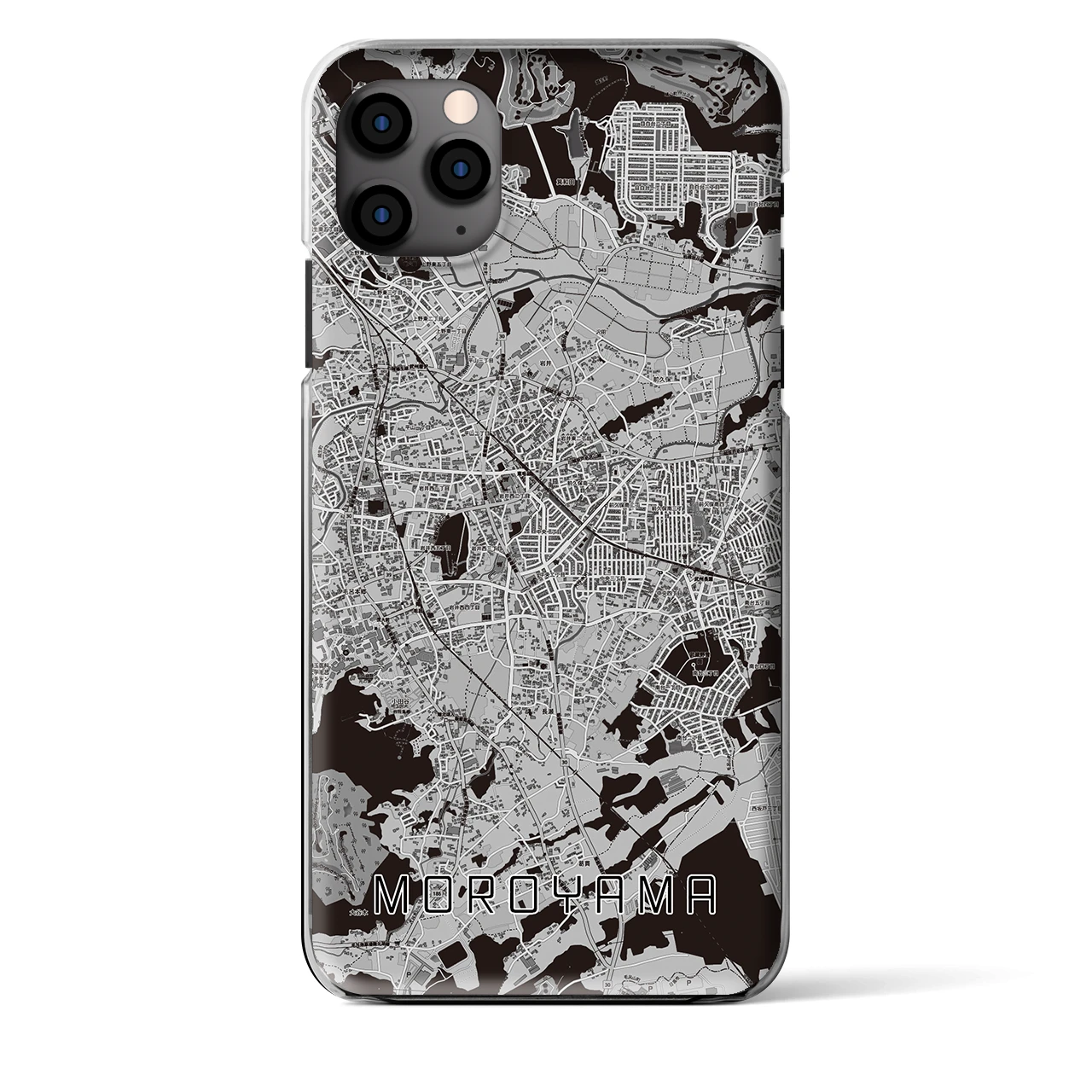 【毛呂山(埼玉県)】地図柄iPhoneケース(クリアタイプ)モノトーン・iPhone 11 Pro Max 用