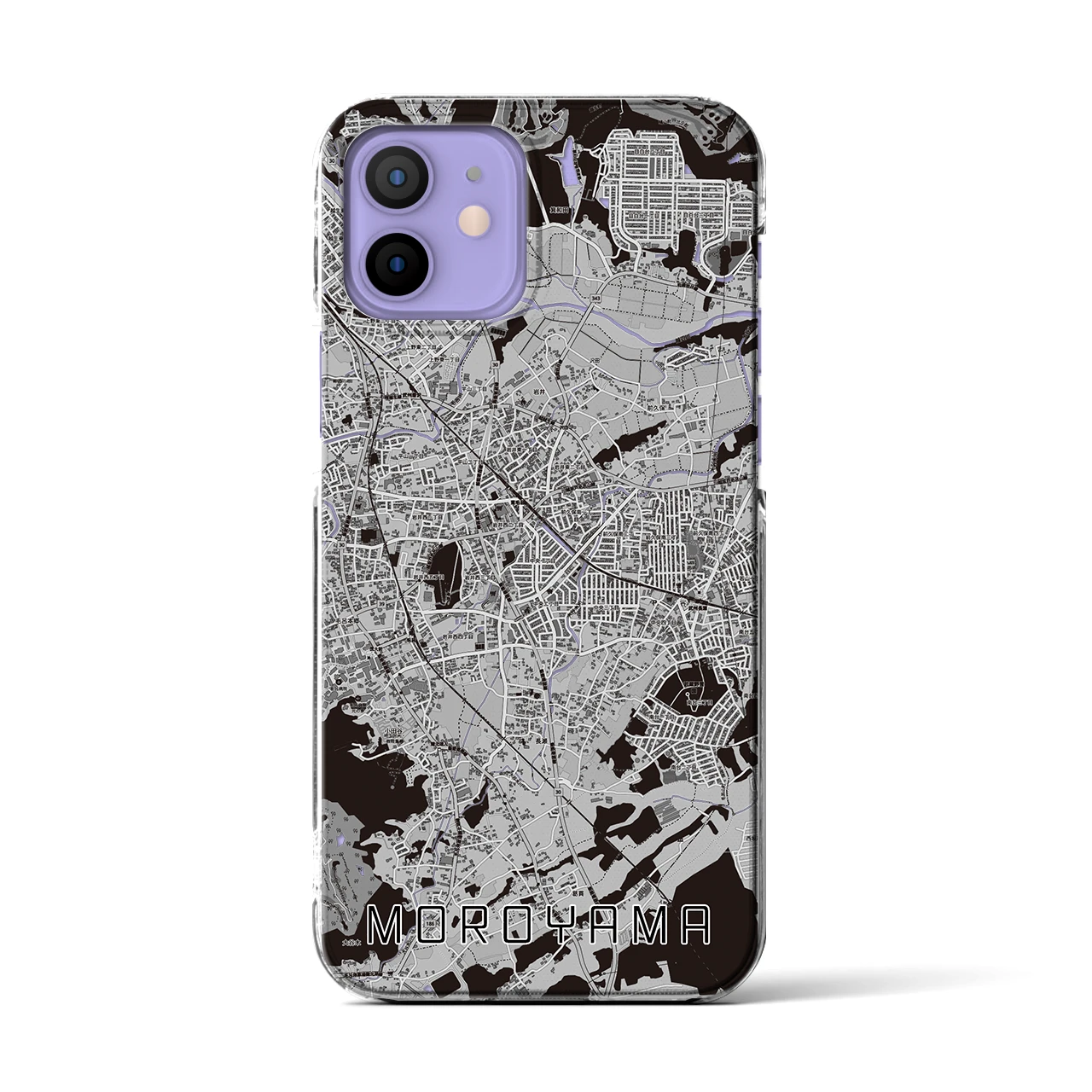 【毛呂山(埼玉県)】地図柄iPhoneケース(クリアタイプ)モノトーン・iPhone 12 / 12 Pro 用