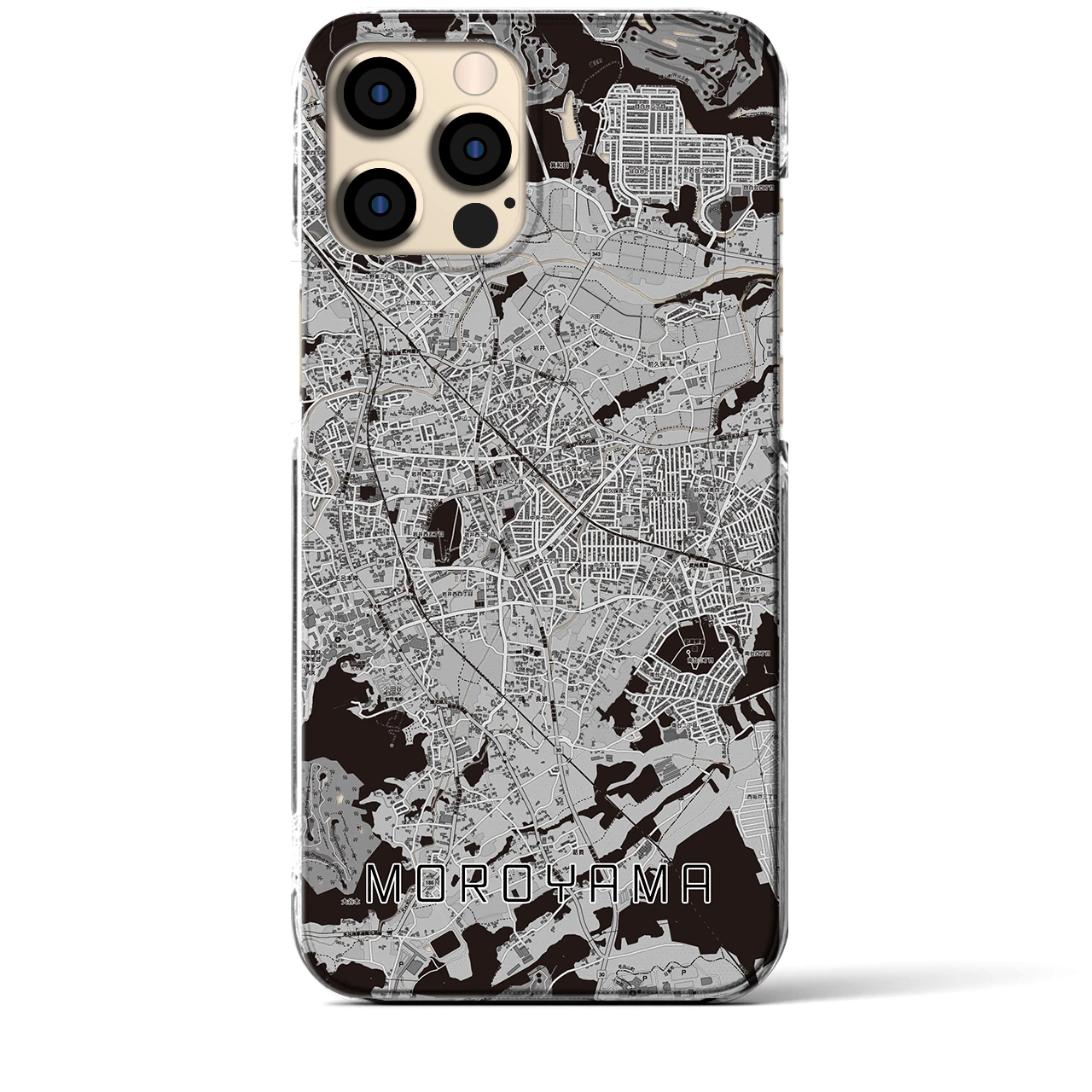 【毛呂山(埼玉県)】地図柄iPhoneケース(クリアタイプ)モノトーン・iPhone 12 Pro Max 用
