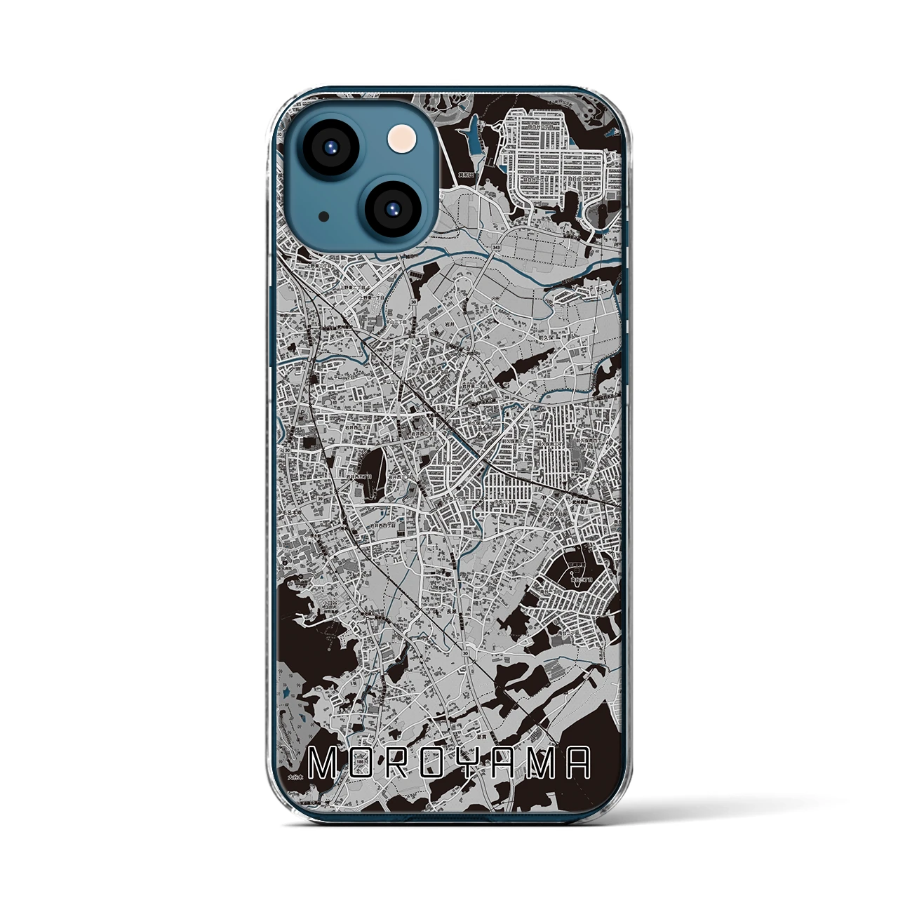 【毛呂山(埼玉県)】地図柄iPhoneケース(クリアタイプ)モノトーン・iPhone 13 用