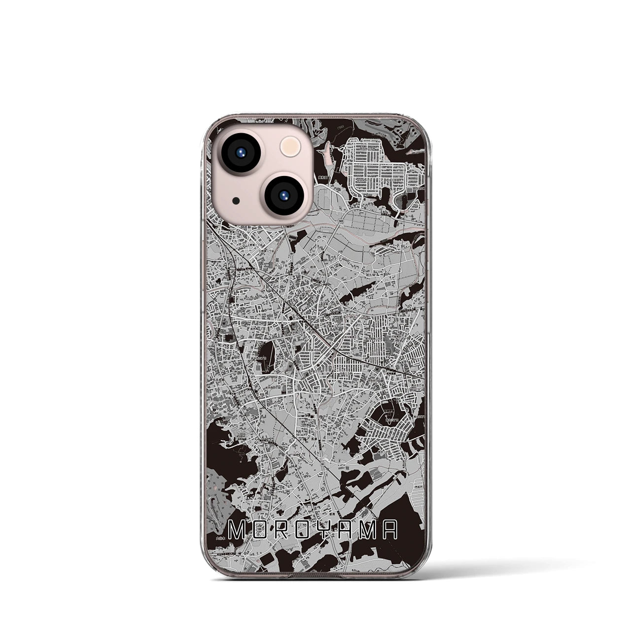 【毛呂山(埼玉県)】地図柄iPhoneケース(クリアタイプ)モノトーン・iPhone 13 mini 用