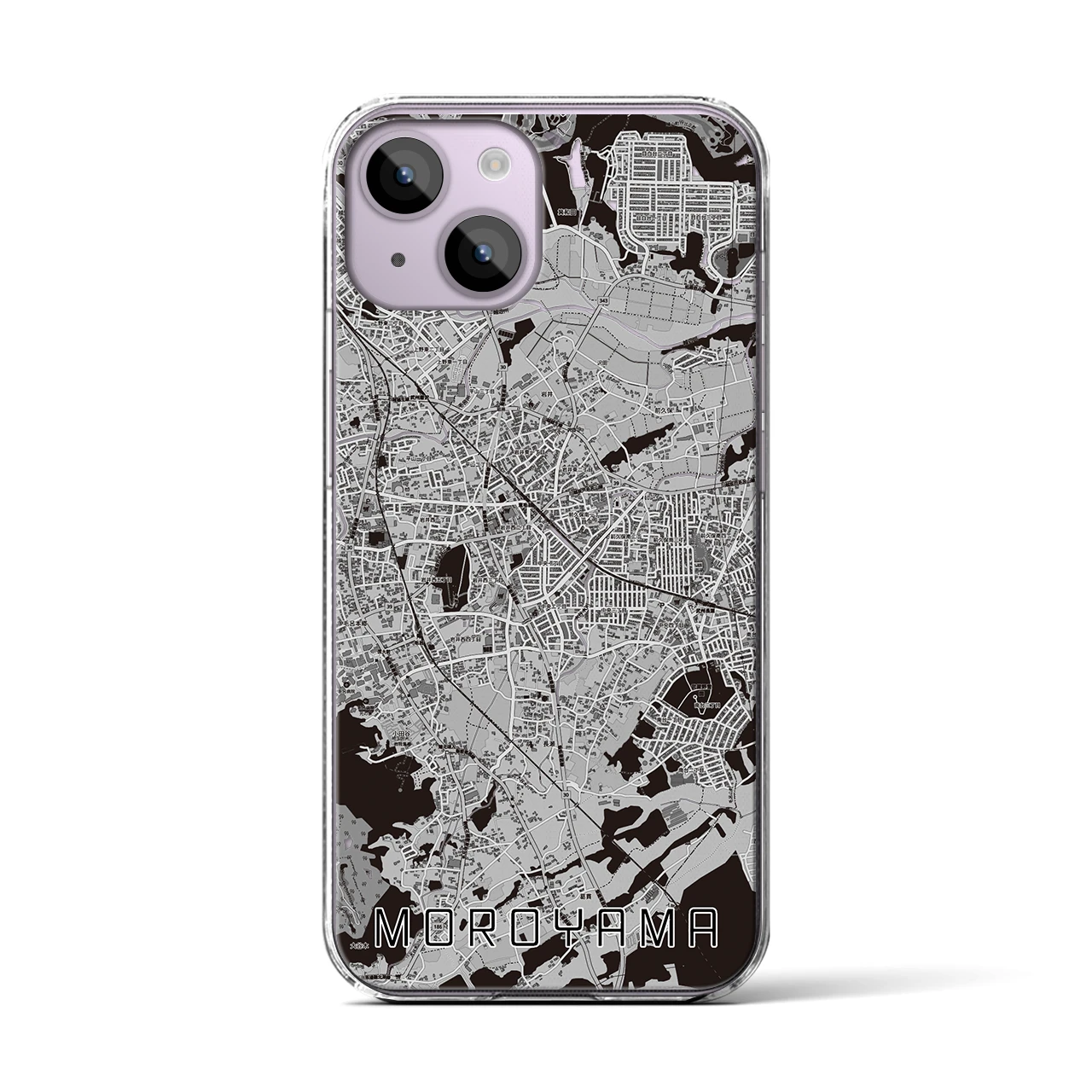 【毛呂山(埼玉県)】地図柄iPhoneケース(クリアタイプ)モノトーン・iPhone 14 用