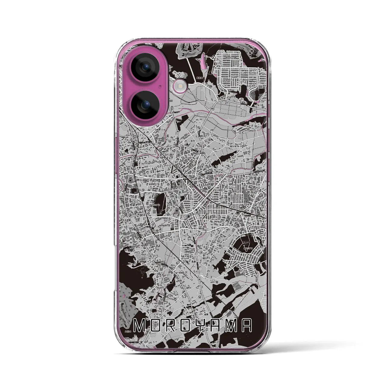 【毛呂山(埼玉県)】地図柄iPhoneケース(クリアタイプ)モノトーン・iPhone 16 Pro 用