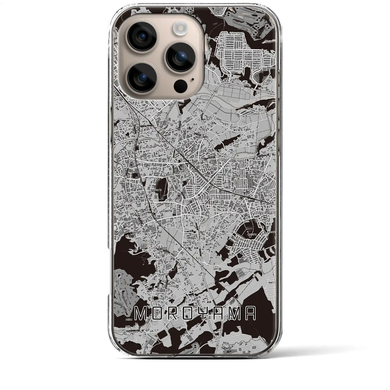 【毛呂山(埼玉県)】地図柄iPhoneケース(クリアタイプ)モノトーン・iPhone 16 Plus 用
