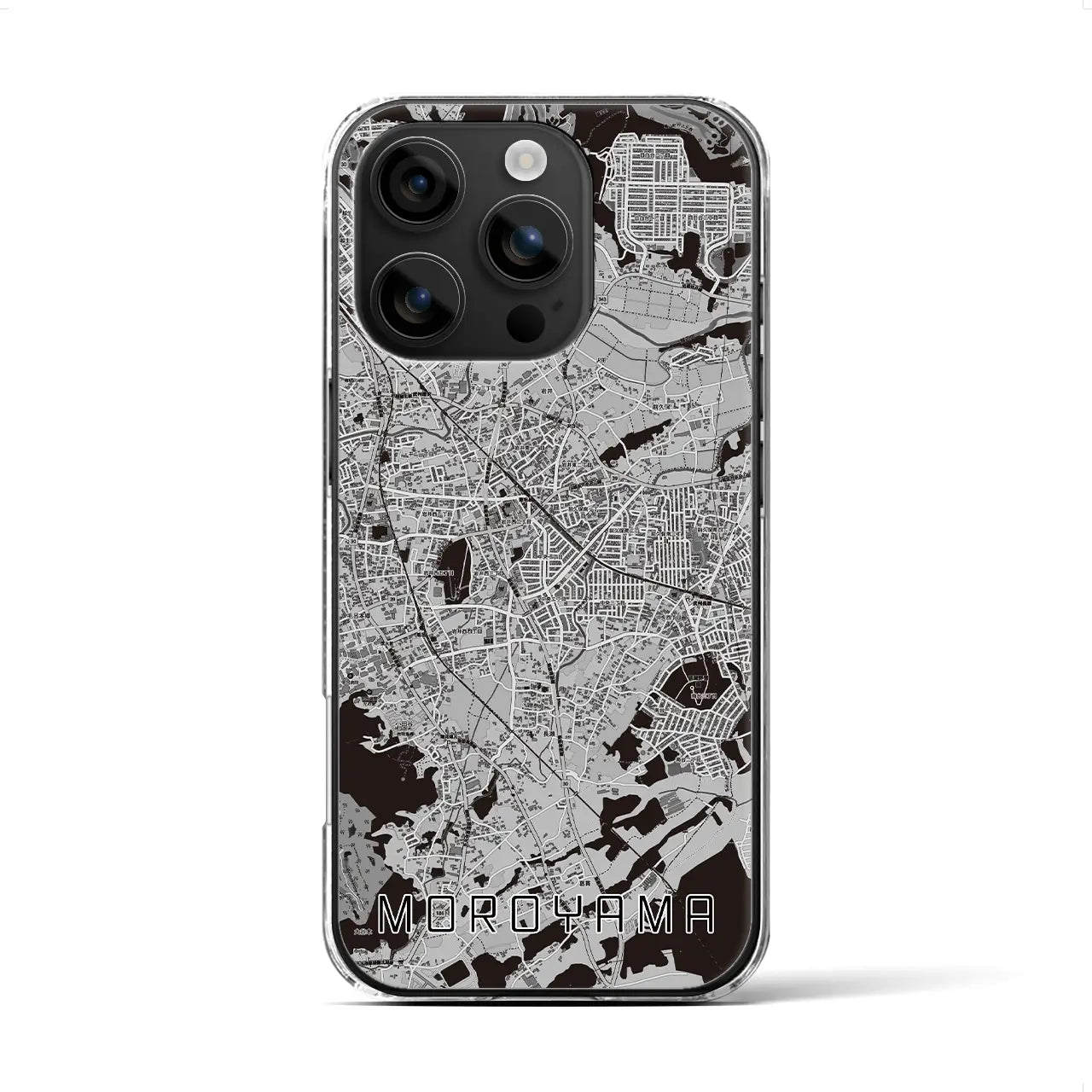 【毛呂山(埼玉県)】地図柄iPhoneケース(クリアタイプ)モノトーン・iPhone 16 用