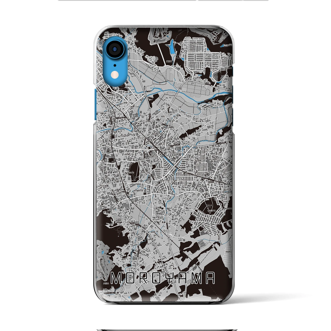 【毛呂山(埼玉県)】地図柄iPhoneケース(クリアタイプ)モノトーン・iPhone XR 用