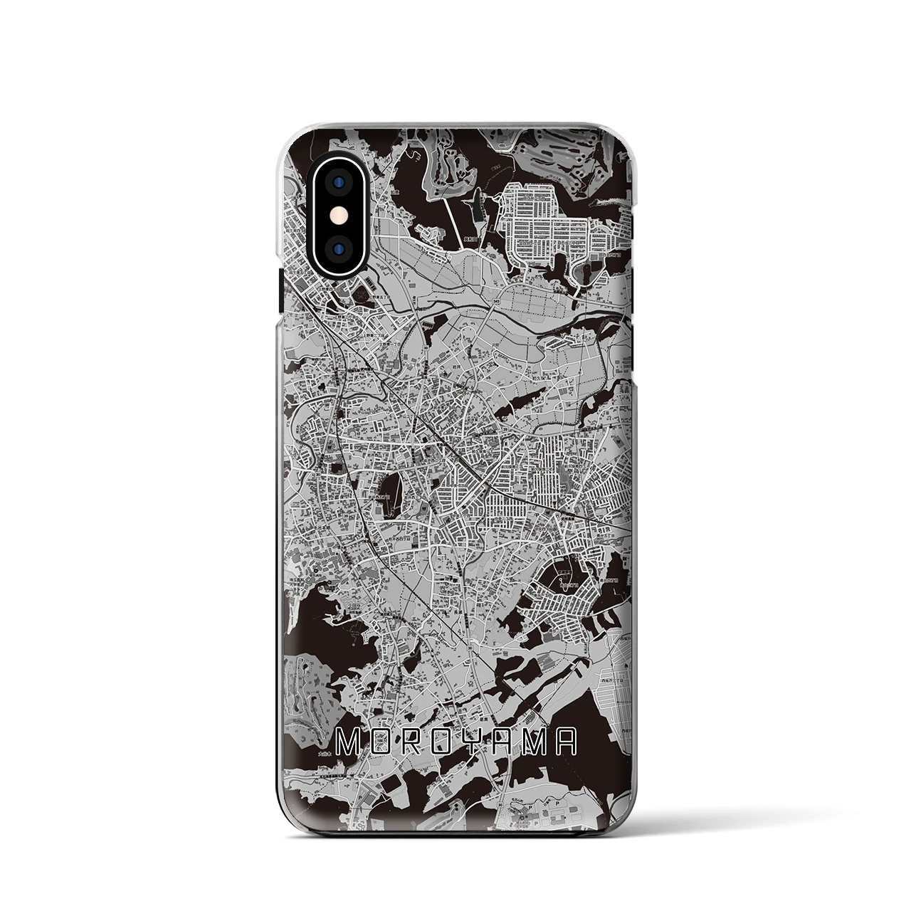 【毛呂山(埼玉県)】地図柄iPhoneケース(クリアタイプ)モノトーン・iPhone XS / X 用