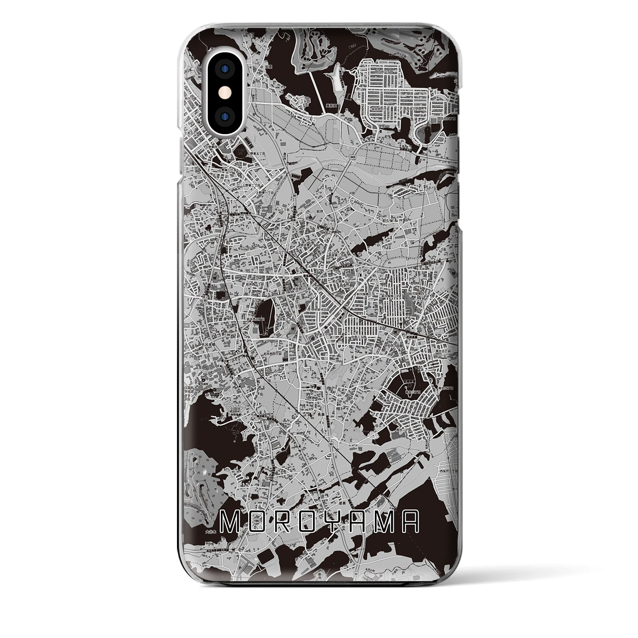 【毛呂山(埼玉県)】地図柄iPhoneケース(クリアタイプ)モノトーン・iPhone XS Max 用