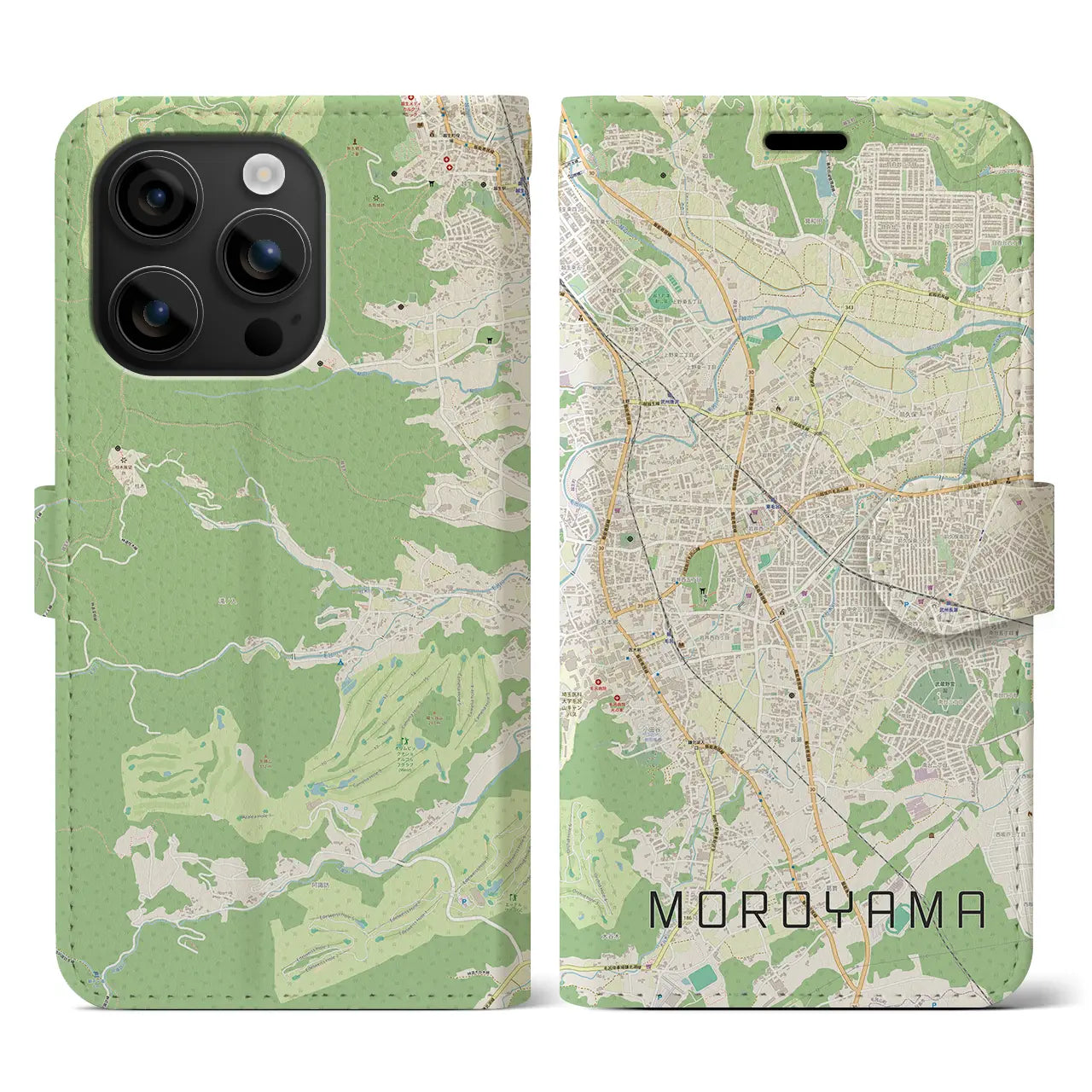 【毛呂山(埼玉県)】地図柄iPhoneケース(手帳タイプ)ナチュラル・iPhone 16 用