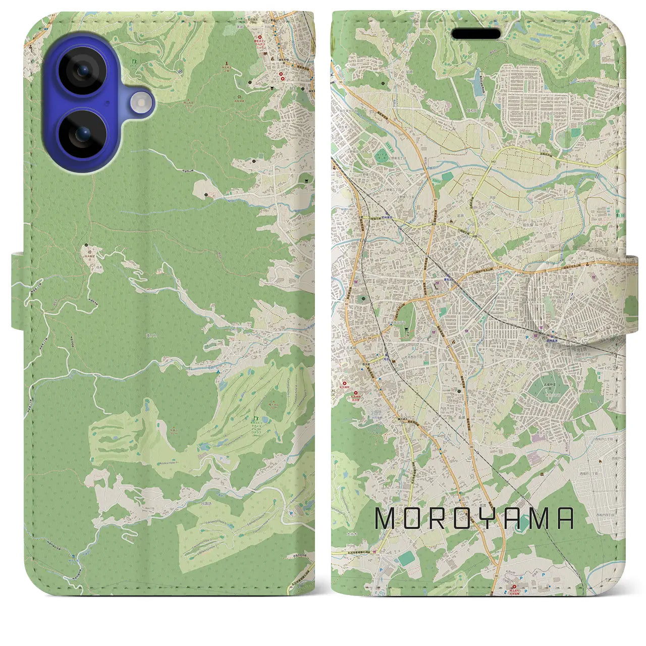 【毛呂山(埼玉県)】地図柄iPhoneケース(手帳タイプ)ナチュラル・iPhone 16 Pro Max 用