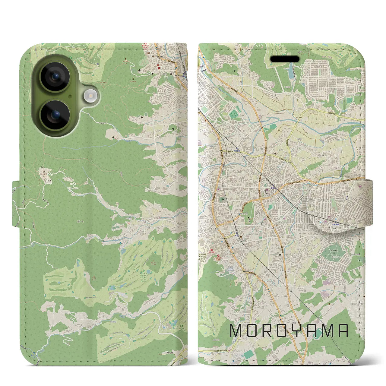 【毛呂山(埼玉県)】地図柄iPhoneケース(手帳タイプ)ナチュラル・iPhone 17 Pro Max 用