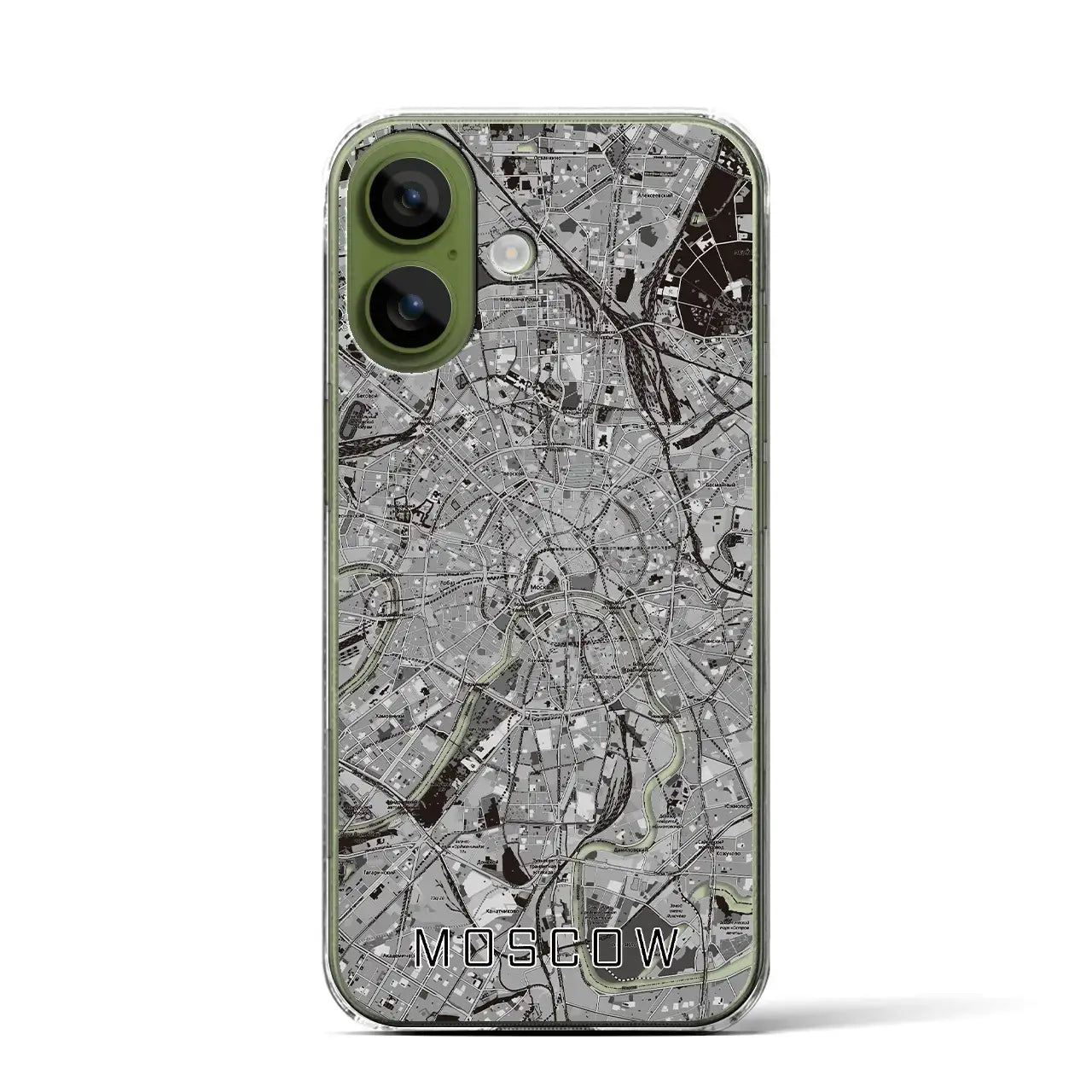 【モスクワ(ロシア)】地図柄iPhoneケース(クリアタイプ)モノトーン・iPhone 17 Pro Max 用