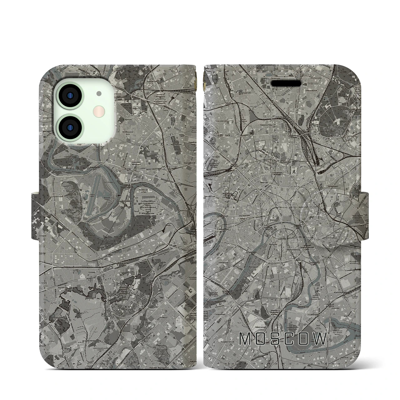 【モスクワ(ロシア)】地図柄iPhoneケース(手帳タイプ)