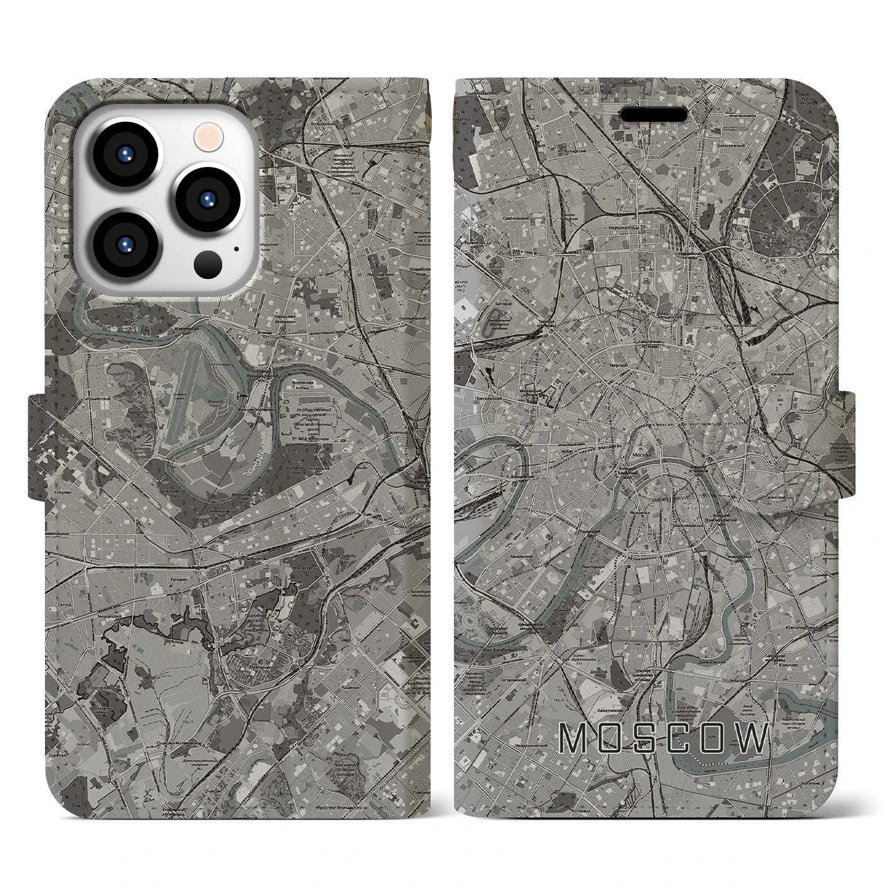 【モスクワ(ロシア)】地図柄iPhoneケース(手帳タイプ)