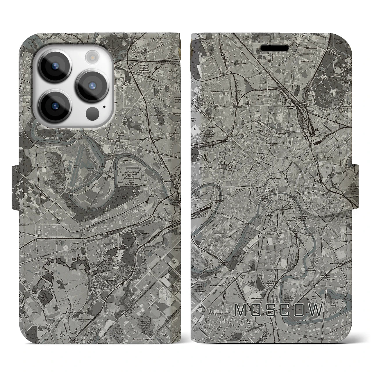 【モスクワ(ロシア)】地図柄iPhoneケース(手帳タイプ)