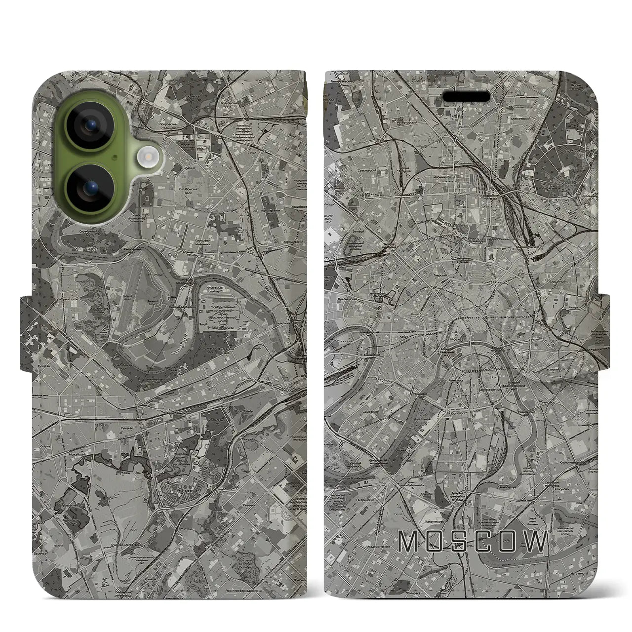 【モスクワ(ロシア)】地図柄iPhoneケース(手帳タイプ)