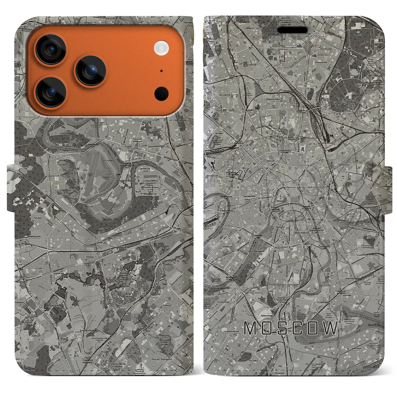 【モスクワ(ロシア)】地図柄iPhoneケース(手帳タイプ)