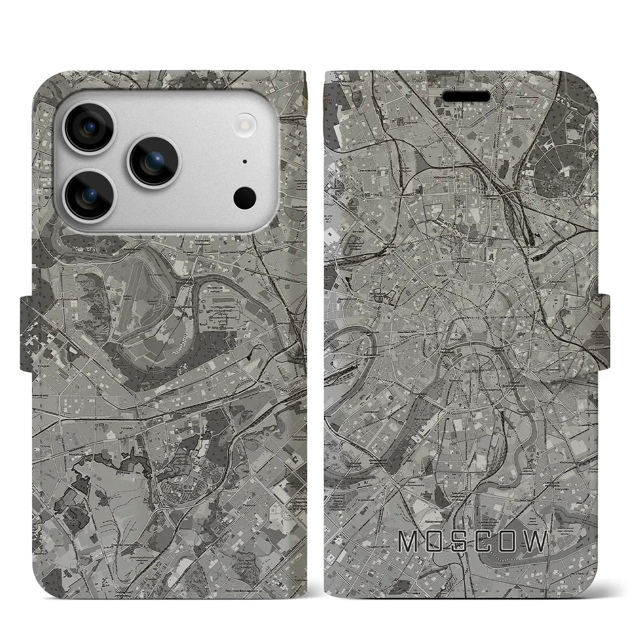 【モスクワ(ロシア)】地図柄iPhoneケース(手帳タイプ)