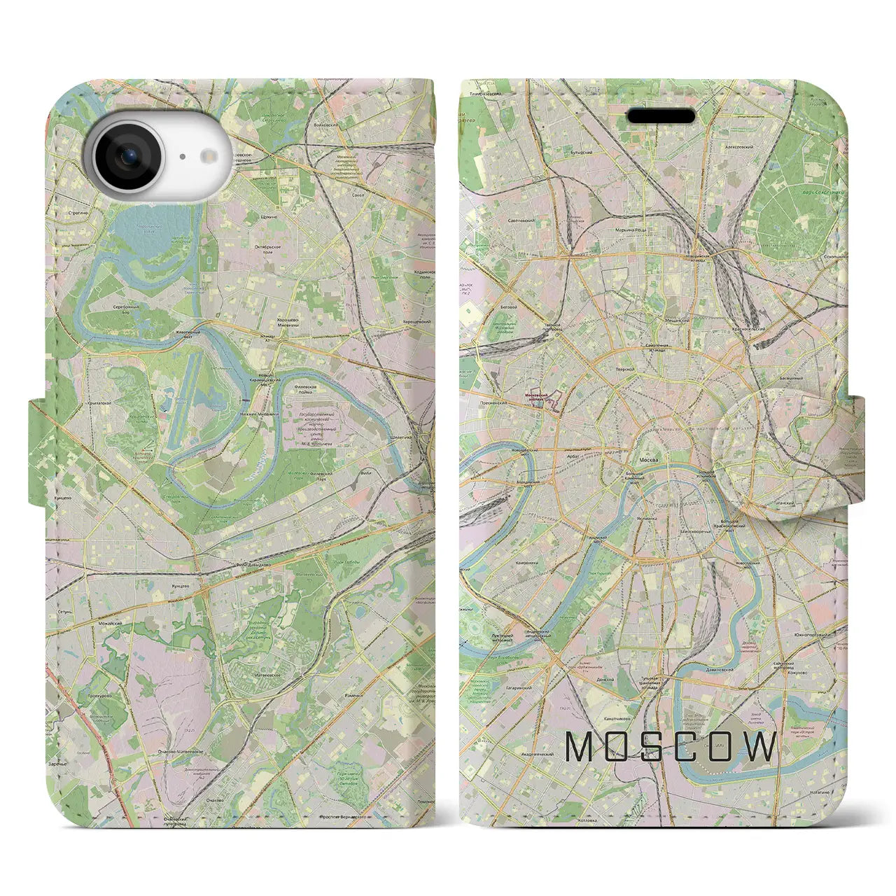 【モスクワ(ロシア)】地図柄iPhoneケース(手帳タイプ)