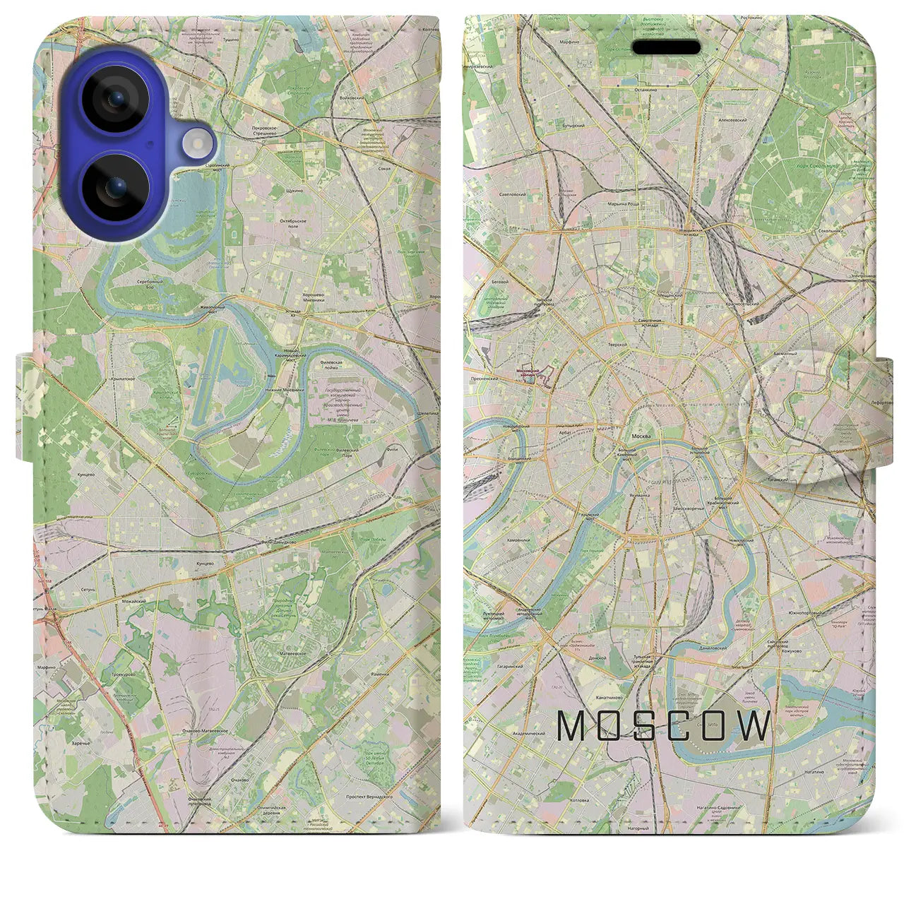 【モスクワ(ロシア)】地図柄iPhoneケース(手帳タイプ)ナチュラル・iPhone 16 Pro Max 用