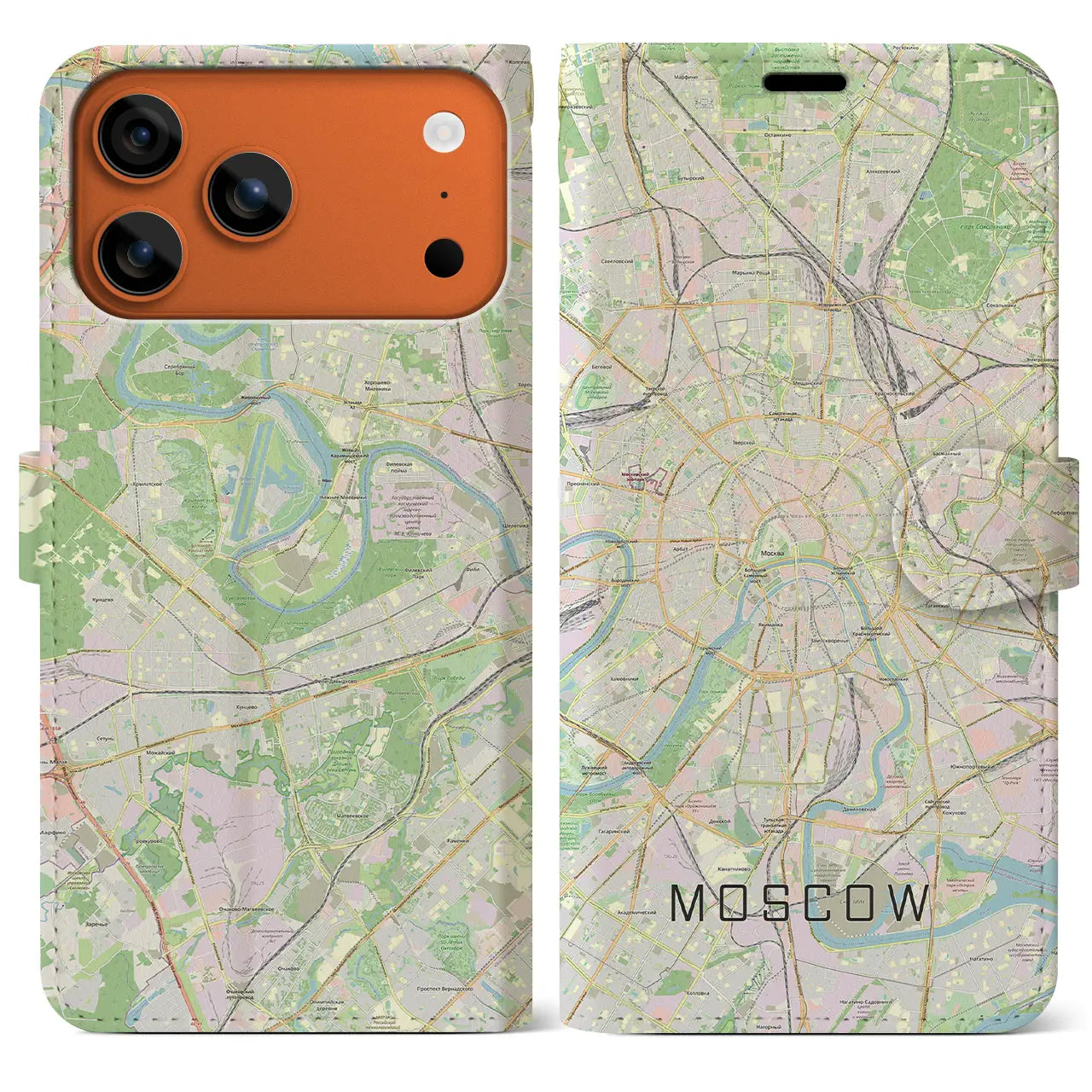 【モスクワ(ロシア)】地図柄iPhoneケース(手帳タイプ)