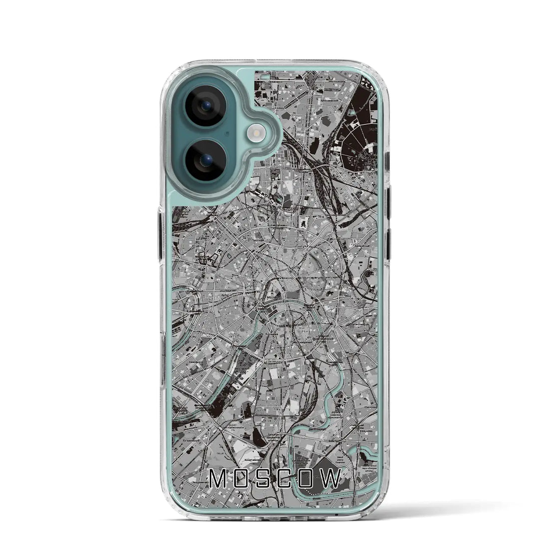 【モスクワ(ロシア)】地図柄iPhoneケース(MagSafeタイプ)モノトーン・iPhone 16 Pro 用