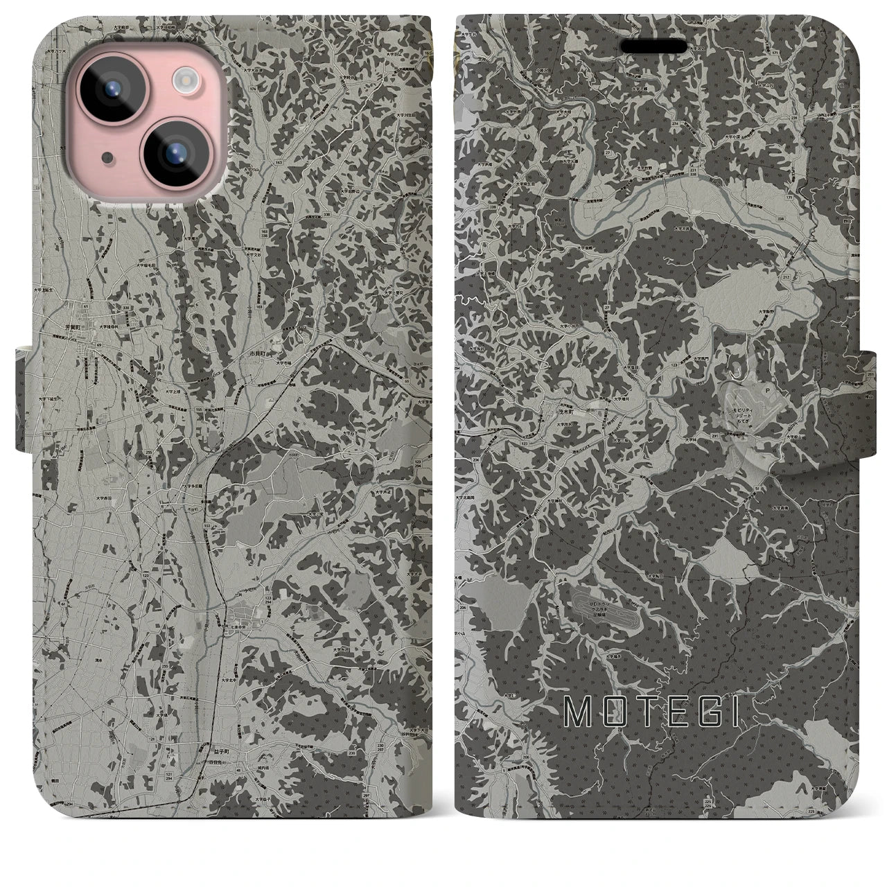 【茂木(栃木県)】地図柄iPhoneケース(手帳タイプ)