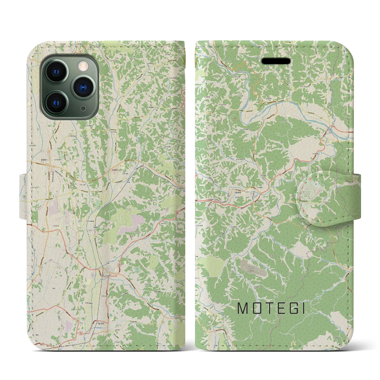 【茂木(栃木県)】地図柄iPhoneケース(手帳タイプ)ナチュラル・iPhone 11 Pro 用