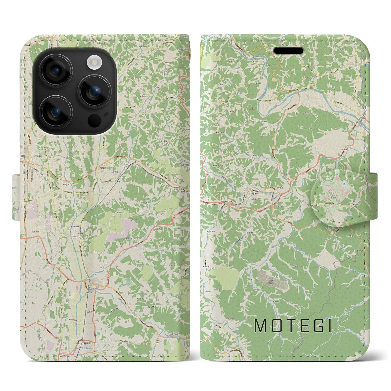 【茂木(栃木県)】地図柄iPhoneケース(手帳タイプ)ナチュラル・iPhone 16 用