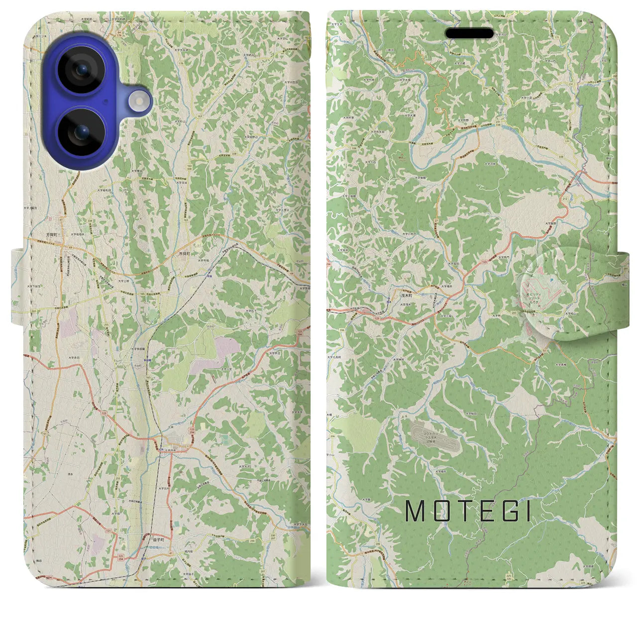 【茂木(栃木県)】地図柄iPhoneケース(手帳タイプ)ナチュラル・iPhone 16 Pro Max 用