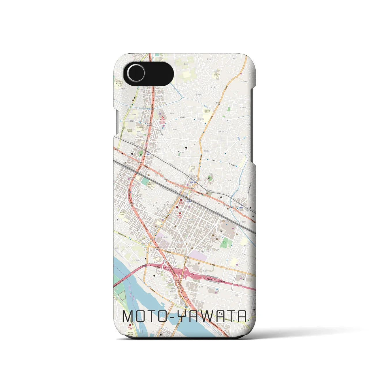 【本八幡(千葉県)】地図柄iPhoneケース(バックカバータイプ)