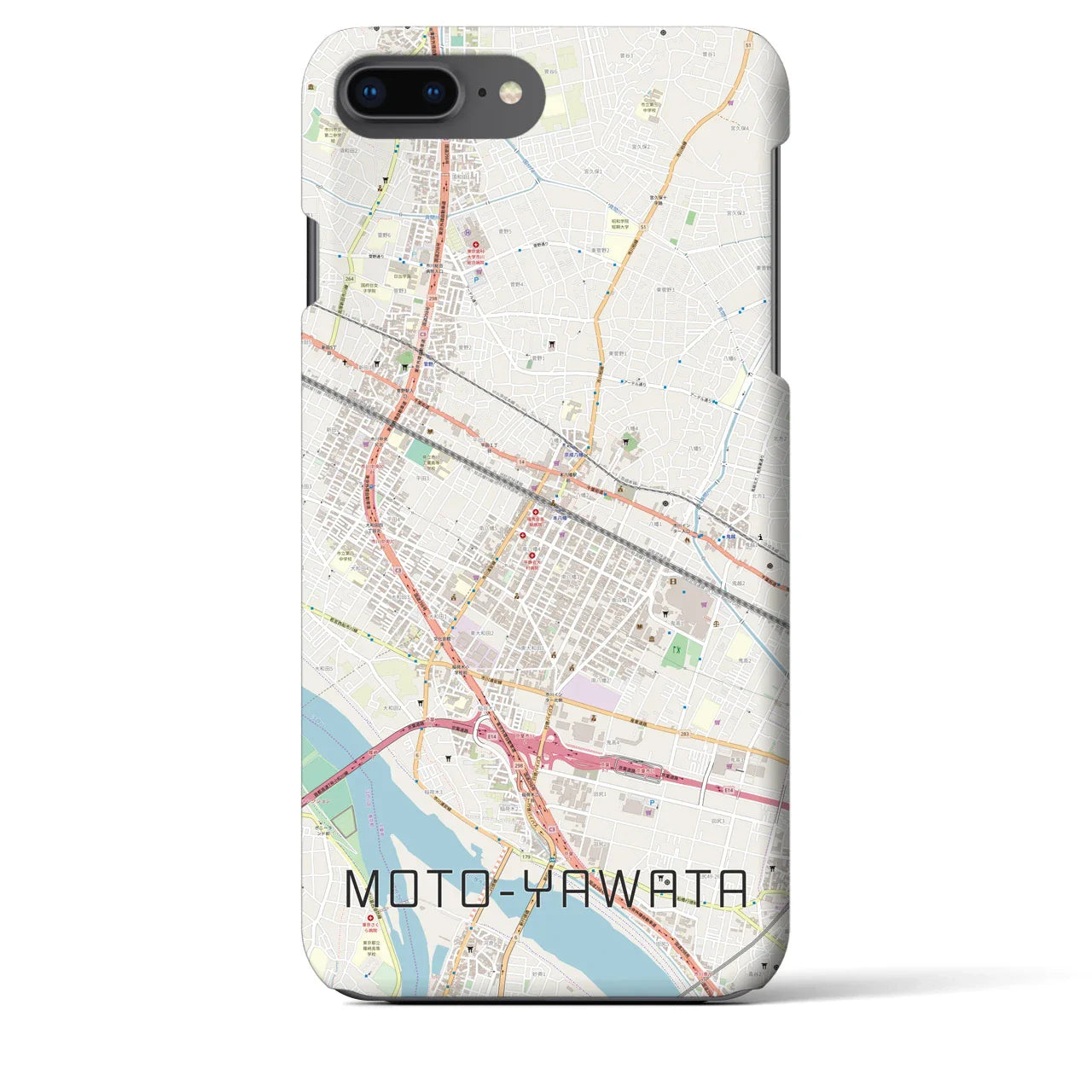 【本八幡(千葉県)】地図柄iPhoneケース(バックカバータイプ)