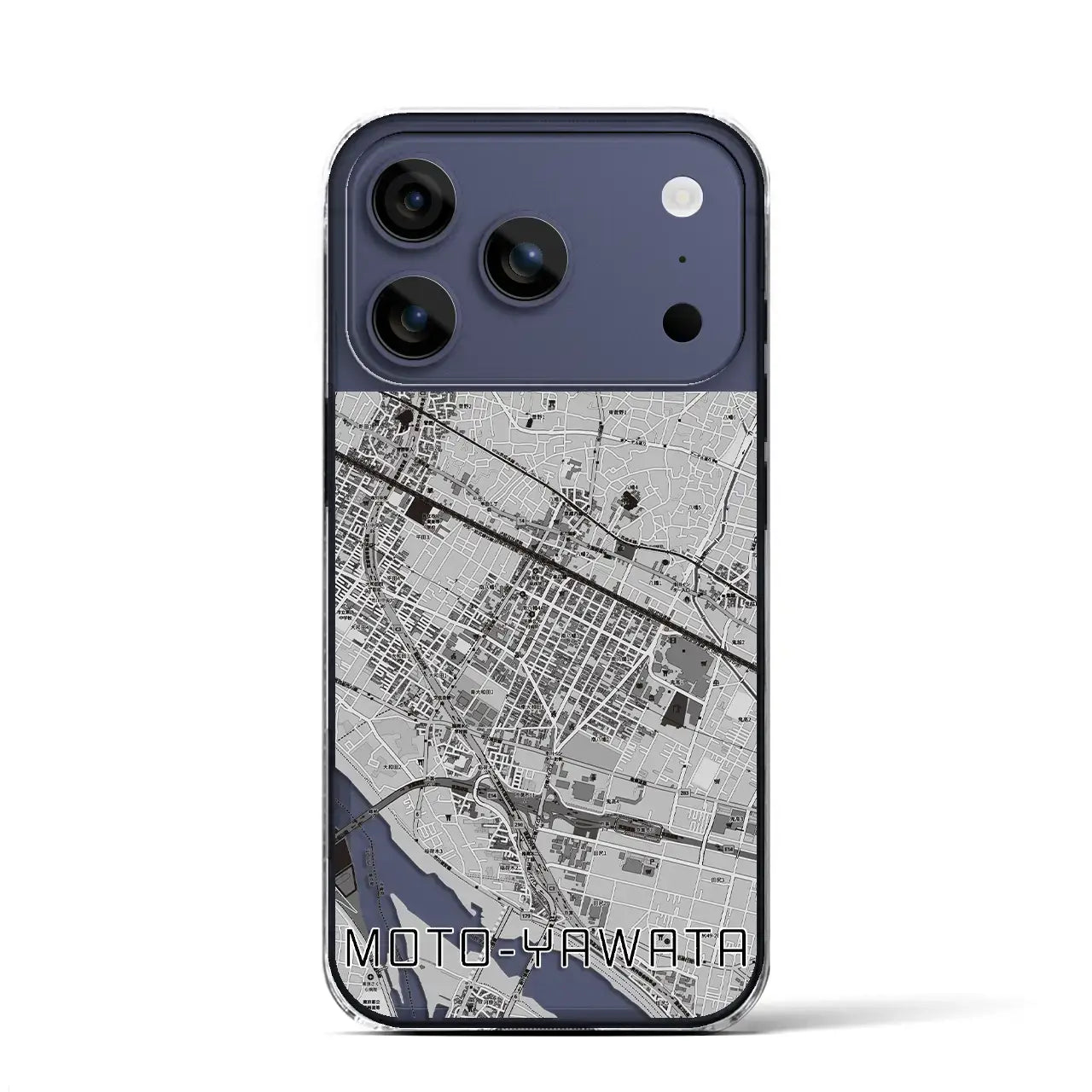 【本八幡(千葉県)】地図柄iPhoneケース(クリアタイプ)モノトーン・iPhone 17 Pro Max 用