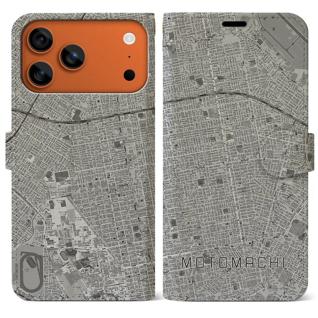 【元町(北海道)】地図柄iPhoneケース(手帳タイプ)