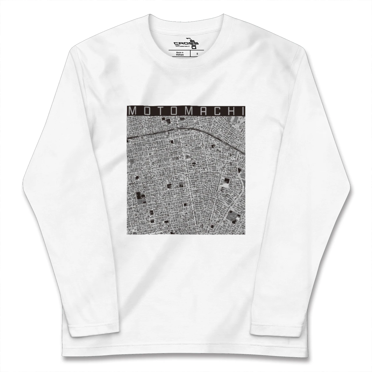 【元町(北海道)(北海道)】地図柄ロングスリーブTシャツ