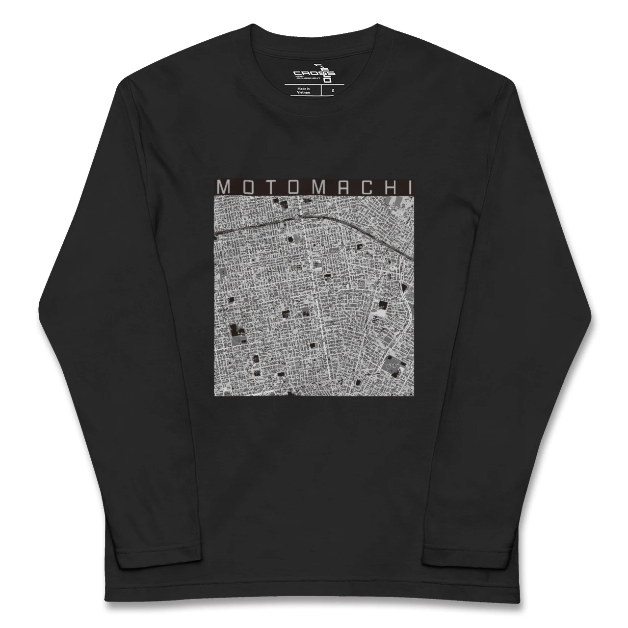 【元町(北海道)(北海道)】地図柄ロングスリーブTシャツ