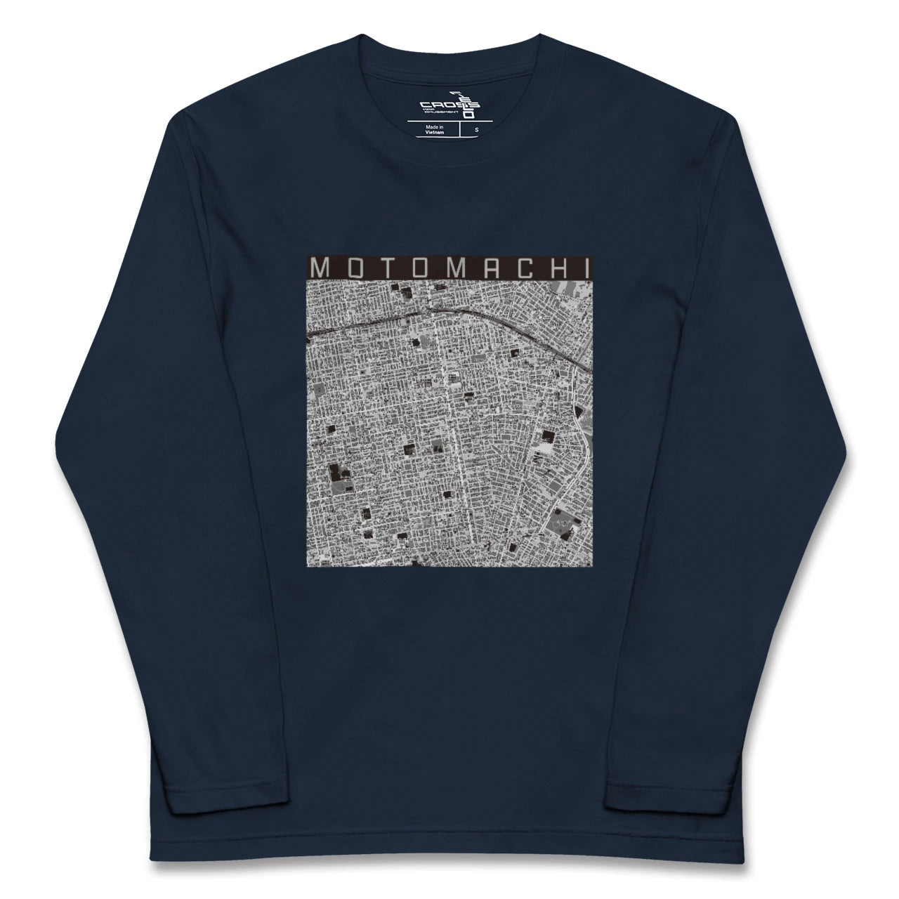 【元町(北海道)(北海道)】地図柄ロングスリーブTシャツ