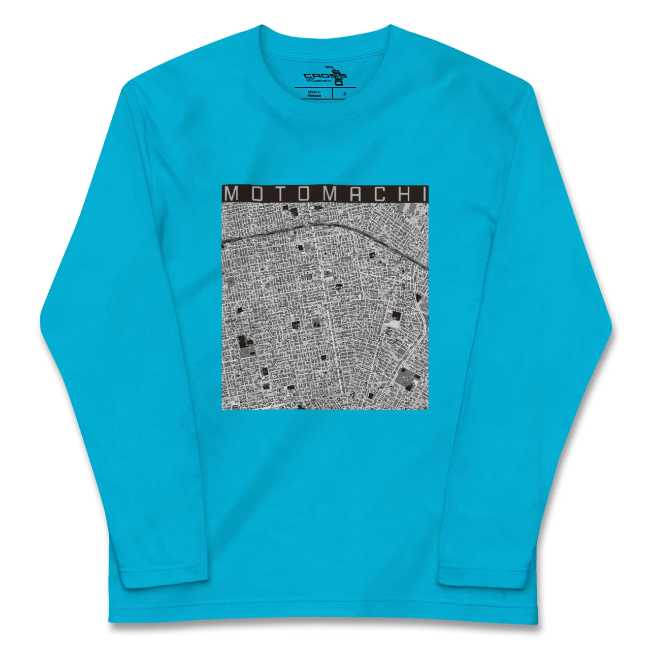 【元町(北海道)(北海道)】地図柄ロングスリーブTシャツ