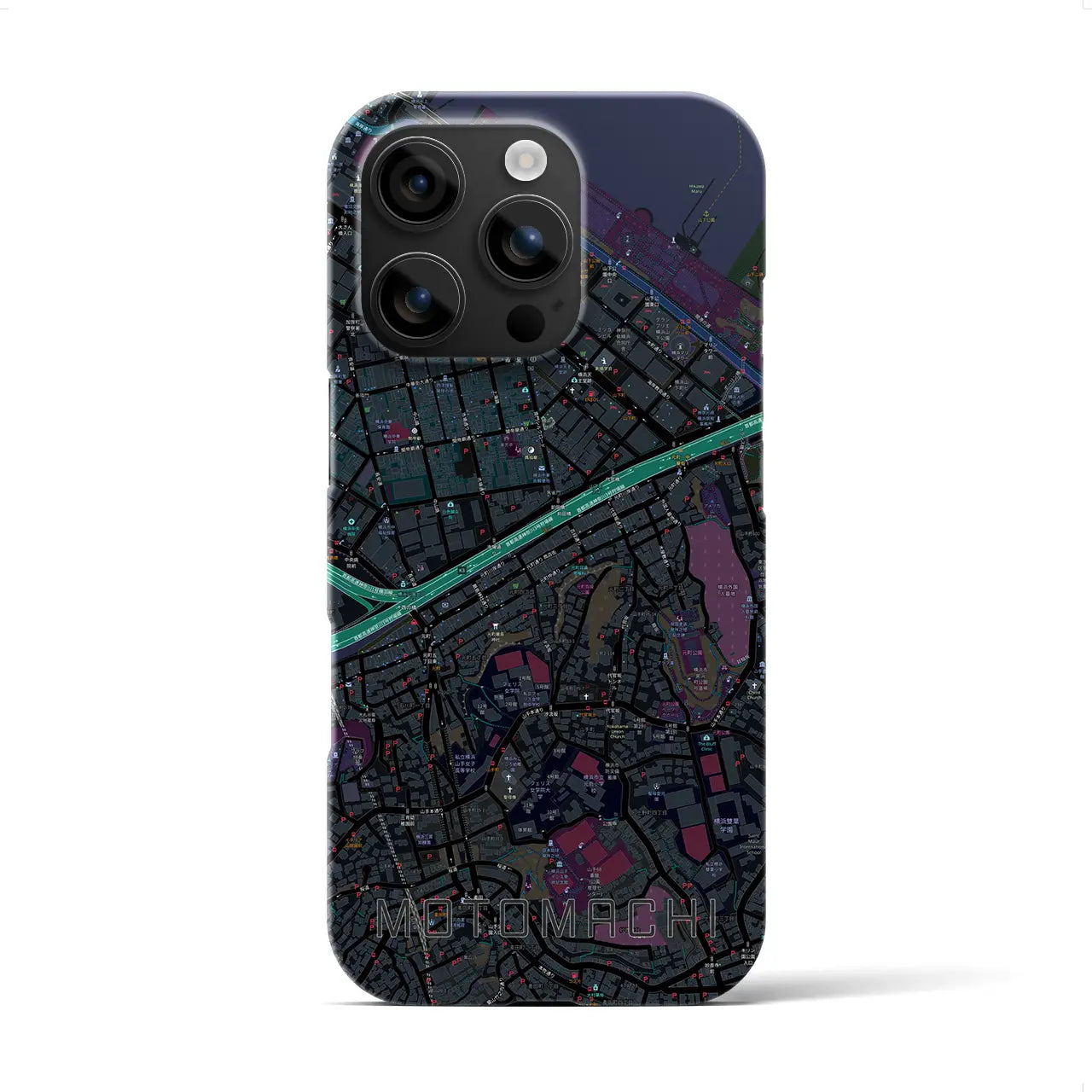 【元町(神奈川県)】地図柄iPhoneケース(バックカバータイプ)