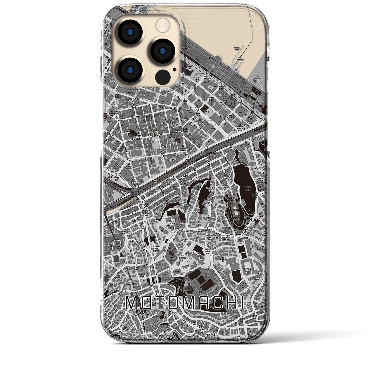 【元町(神奈川県)】地図柄iPhoneケース(クリアタイプ)