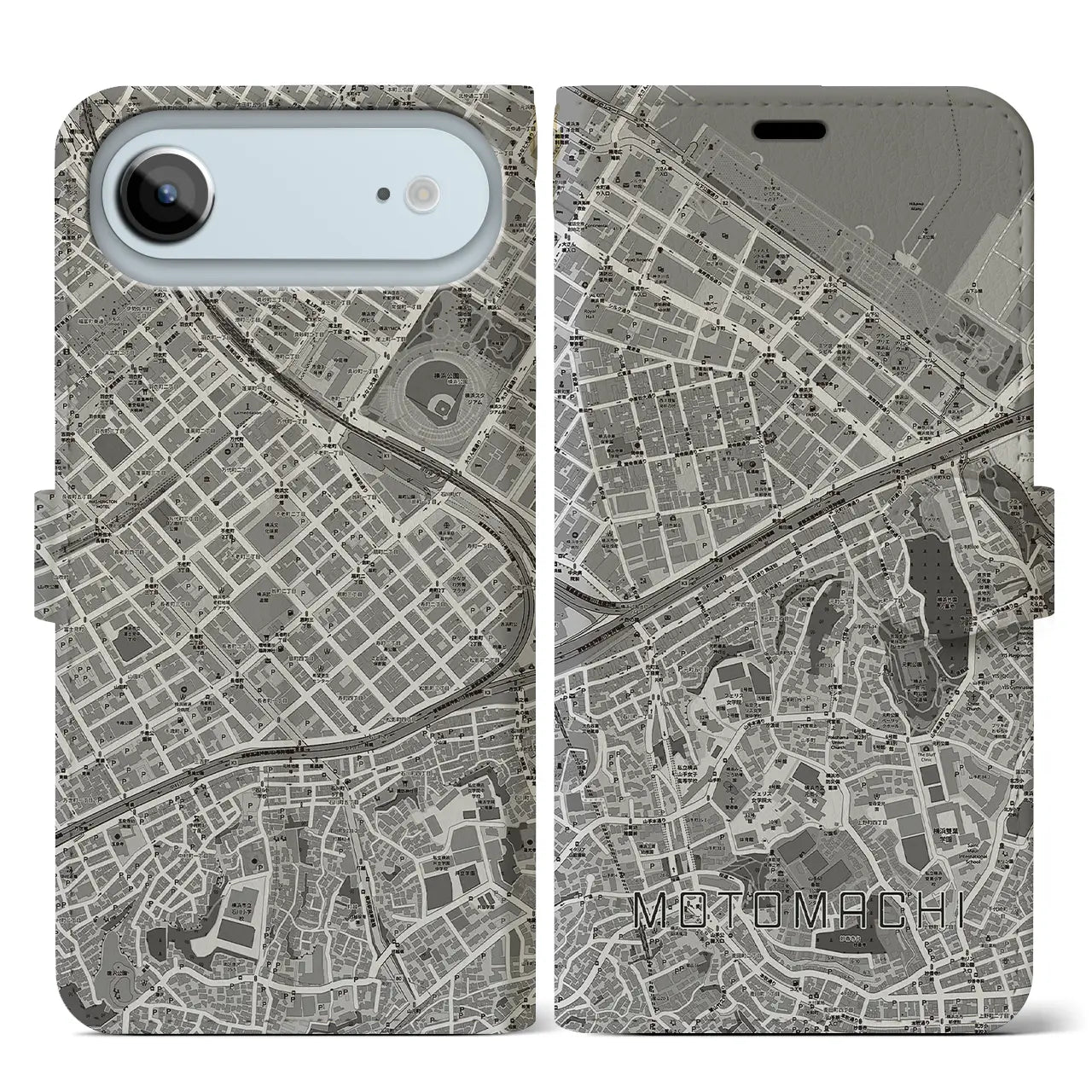 【元町(神奈川県)】地図柄iPhoneケース(手帳タイプ)