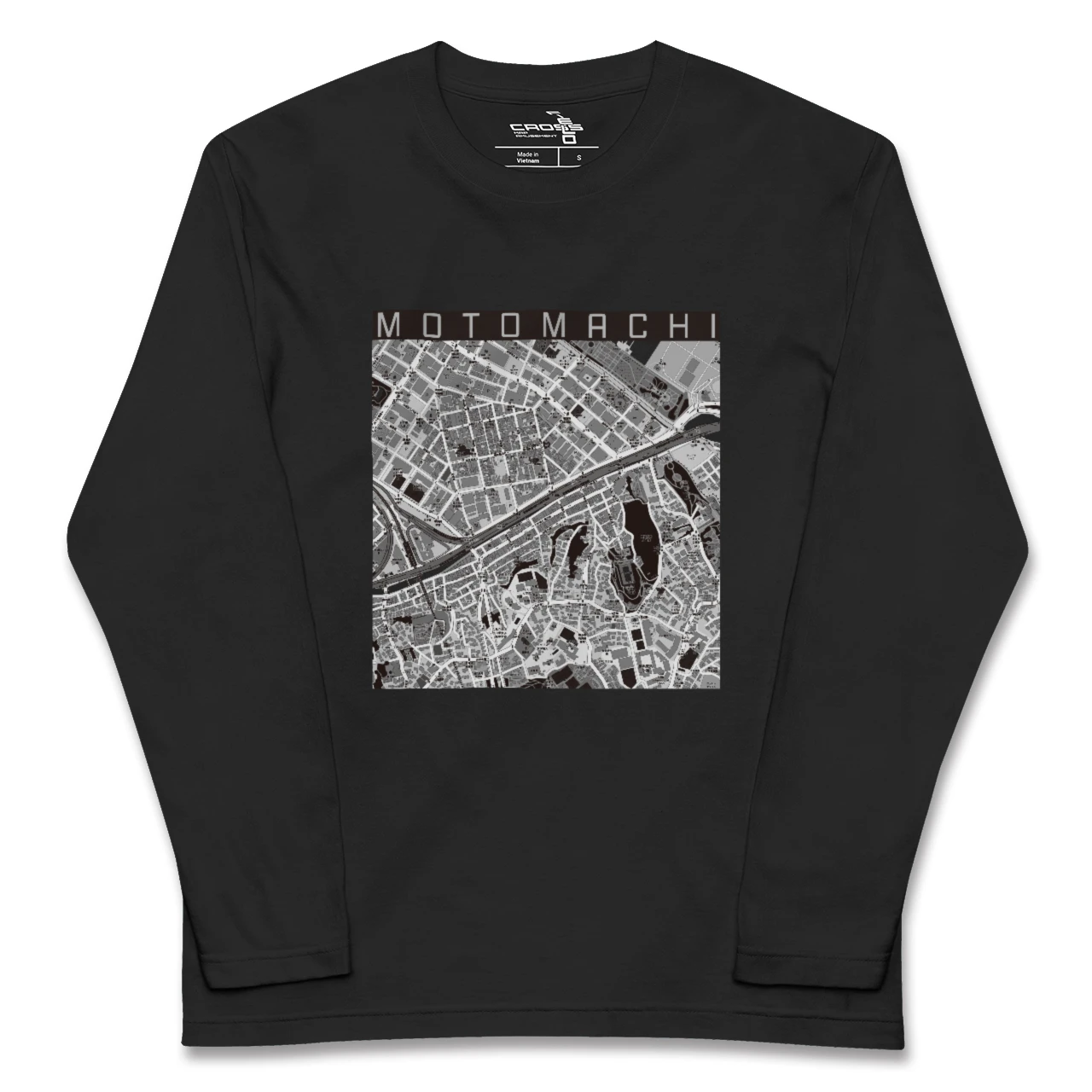 【元町(神奈川県)(神奈川県)】地図柄ロングスリーブTシャツ