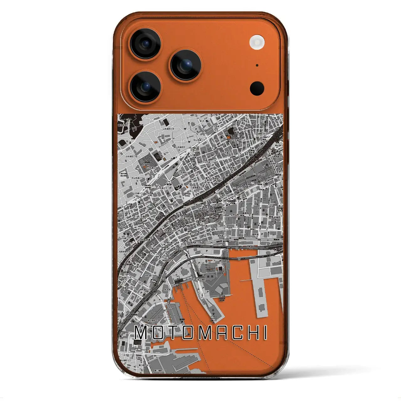 【元町(兵庫県)】地図柄iPhoneケース(クリアタイプ)モノトーン・iPhone 17 Pro Max 用
